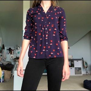 Anthropologie navy fox button down